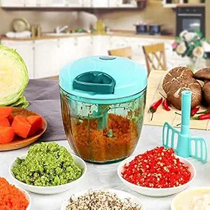 KILU ENTERPRISE 5 SS Blades + Whisker, Blade Jumbo Vegetable Chopper, Cutter, Whisking Set with Storage Lid for Kitchen (900 ml, Multicolour)