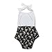 Produktbild Hunpta Kleinkind Kind Baby Mädchen Kleidung Dot Floral Body Strampler rückenfreie Trägerkleid Outfits (80CM, Weiß)