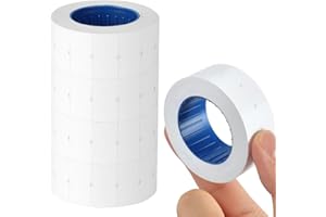 NUTKIT 21 * 12mm Price Gun Labels, White Price Labels Stickers 5 Rolls, 2,500 Pricing-Labels, Pricemarking Tags Easy Peel Fits Many Pricing Labellers
