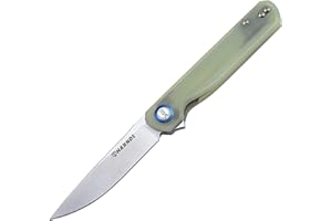 Harnds Cuchillo de bolsillo plegable Wind Flipper Hoja de G10 con cojinetes de cerámica Cuchillo de supervivencia para camping y EDC (Cian transparente)