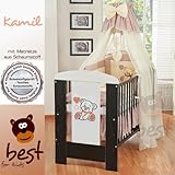 Best For Kids Gitterbett My Sweet Baby mit neuer 10 cm Matratze aus Schaumstoff TÜV Zertifiziert Geprüft, Kinderbett Babybett braun 4 Teile 120×60 - 3