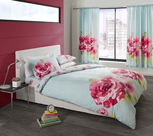 Think-Louder New Fashion Luxury Grace Floral Duvet Set Quilt Cover Bedding Set Turquoise Double