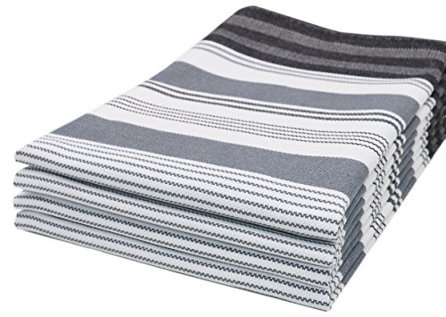 ZOLLNER® 4er-Set Geschirrtücher / Trockentuch / Küchentücher grau-gestreift 50x70 cm aus 100% Baumwolle, in weiteren Farben erhältlich, vom Hotelwäschespezialisten, Serie "Line"