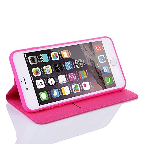 Nouske Funda tipo cartera para iPhone 6 Plus y 6S Plus de 5 5 pulgadas de Apple  Rosa caliente