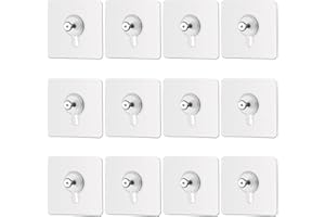 Getyjoe Ganchos de Pared 12PCS Adhesivo Gancho de Plástico Transparente Ganchos Resistentes sin Clavo Ganchos Reutilizable sin Costura Para Montaje En Pared Para Baño Cocina Cuarto De Baño Foto