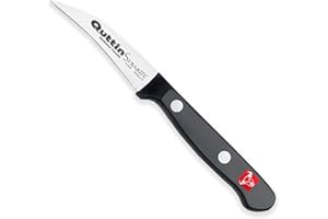 Quttin Cuchillo Mondador Profesional. Ligero, Manejable y con Punta Central. Hoja Afilada Remaches Acero Inoxidable, Molibdeno Vanadio, Frutas-Verduras, Mango POM Resina Acetalica. Sybarite Negro, Hoja 6.5 cm