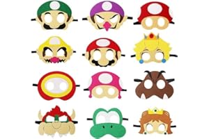 Deluisho Máscaras para Niños, Máscaras Super Mario, Máscaras de Fiesta, Máscara de Cosplay Suave, Cómodo de Llevar, Reutilizable, Máscaras de Fiesta para Fiestas de Cumpleaños, Fiestas de Disfraces