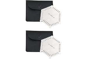 NUGOYA 2 Pcs Stainless Steel Hexagonal Wet Film Comb 25-3000um Thickness Gauge with Clear Numbers and Letters for Paint Varnish Thickness Measurement (PU leather packaging)
