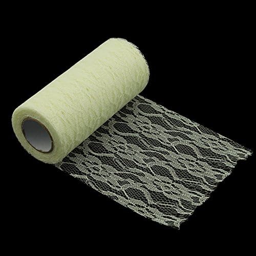 IBuyi 15cmx9m (6“x10Y) Vintage Floral Lace Roll Table Runner, Lace Fabric Tutu Tulle Spool for Chair Sash Bow DIY Wedding Festival Event Party Art Craft Decor (Ivory)