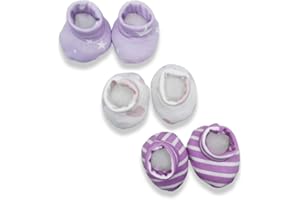 JEB TIFL Baby Booties - Pack of 3 - Soft & Adjustable, 100% Cotton Machine Washable, Essentials for Newborns