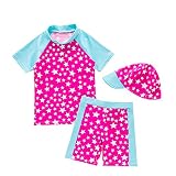 G-Kids Baby Mädchen Badeanzug Bademode Schwimmbekleidung UV Badeanzug UV-Schutz Schwimmanzug Stern Bade-Set Mit Hut (Rosa, 5-6 Jahre)