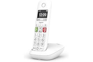 Gigaset E290 - téléphone sans fil pour seniors avec de larges touches, touches d'accès direct pour les numéros importants, fonction d'amplification pour un son extra fort, blanc