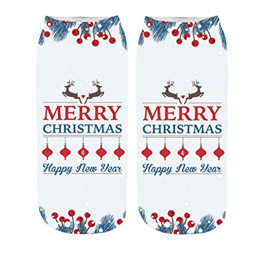 OverDose Damen Happy Christmas Bequeme Baumwolle Socke Hausschuhe Short Print Party Home Schlafen Geschenk Söckchen Manschetten Trekkingsocke OverDose Damen Happy Christmas Bequeme Baumwolle Socke Hausschuhe Short Print Party Home Schlafen Geschenk Söckchen Manschetten Trekkingsocke