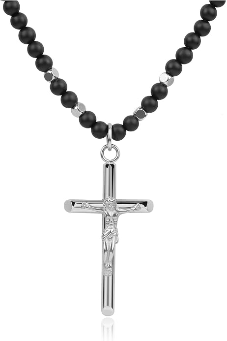 Collana Uomo Con Ciondolo Croce - Acciaio Inossidabile, Catena Corda, Regolabile - Foto 9