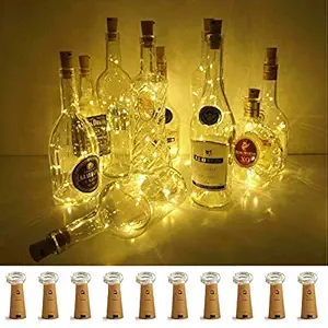 Wine Bottle Lights with Cork, LoveNite 10 Pack Battery Operated LED Cork Shape Silver Copper Wire Colorful Fairy Mini String Lights for DIY, Party, Decor, Christmas, Halloween,Wedding (Warm White)