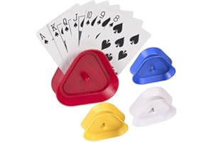 FYBLOSSOM Playing Card Stand Holder,4 Packed Handsfree Card Playing Holder Clip Plastic Triangle Standing Poker Holder for Kids/Adults/Seniors Playing Cards Holder Poker Clip for Game Supply