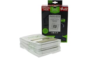 HOME EQUIPEMENT Sacs microfibres adaptable par 12 HEPH95+ECO pour Aspirateur AEG, AKA, ALASKA, ARIETE, AYA, BESTRON, BISSEL, BLUESKY, BOMANN, BSK, CALIFORNIA, CARREFOUR HOME, CHROMEX, CLATRONIC, CURTISS, DAEWO ...