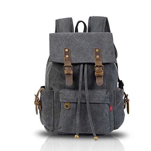 FANDARE Retro Laptop Notebook Rucksack Geeignet für bis zu 16 Zoll Damen Herren Schulrucksack für die Schule Wandern Daypack Leinwand