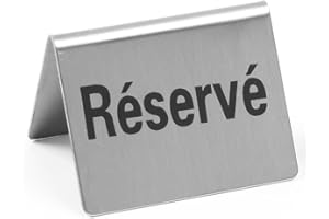 HENDI Chevalet de table Réservé, 4 pcs, panneaux de table Réservé, 50x35x(H)40mm, acier inoxydable