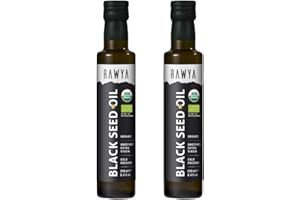 Rawya, Black Seed Oil, Organic, 2 PACK[2x250 ml], Cold Pressed, No Additives, No preservatives, in Glass Bottle, Nigella Sativa, Black Cumin Seed Oil, Kalonji, Bio, Strong Taste, Non-GMO