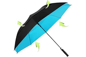 KOLER Golf Umbrella 62 Inch, UV Sun Protection Large Umbrellas Double Vented Canopy Auto Open, Windproof & Rainproof & Sunproof Extra Oversize Golf Stick Umbrella for Men and Women - Black/Blue