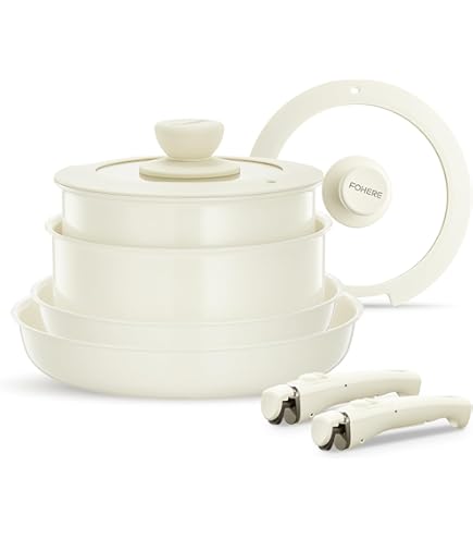 Redchef Set Pentole In Ceramica Antiaderente 16 Pezzi - Manici Staccabili, Impilabili, Senza PFAS, Per Camper E Casa
