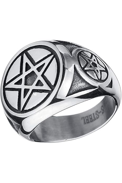 Bague Pentacle Étoile BlackAmazement - Acier Inoxydable 316L Argent/Noir/Or/Rose - 8mm