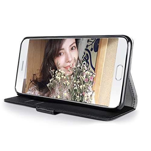 HUAWEI P8 Lite (2017) Brieftasche Hülle, Aomo HUAWEI P8 Lite (2017) Hülle [Brieftasche Hülle] [Kickstand Feature] [Kartenhalter] PU Leder Schutzhülle für HUAWEI P8 Lite 2017 (5,2 Zoll) -Schwarz - 2
