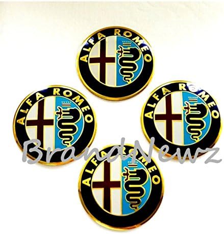 COMBINED BRAND NAME ALFA ROMEO 3D EMBLEM WHEEL CENTER CAP STICKER LOGO BADGE WHEEL TRIM 56.5MM DOME SETS OF 4