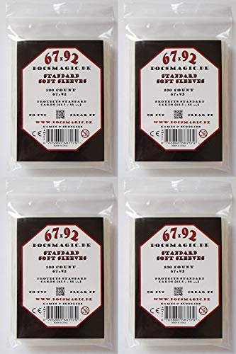 docsmagic.de 400 Soft Card Sleeves Clear - 4 Packs - 67 x 92 mm - Standard Size