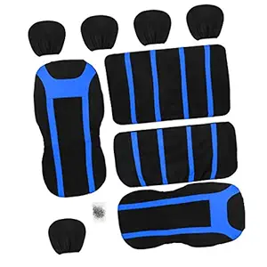 Ecomspace9Pcs Universal Car Seat Covers Breathable Cushion Full Set Black & Blue