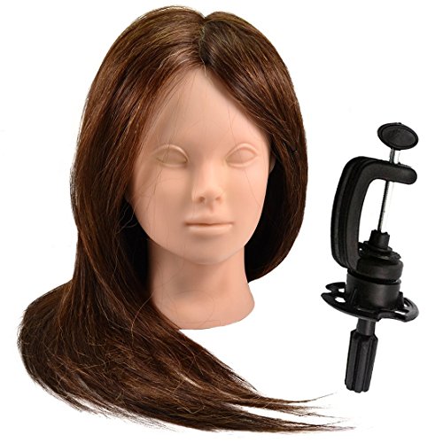 Neverland 70% Hairdressing Real Hair Cutting Student Practice Training Head With Clamp