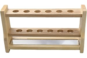 OLYCRAFT 6 Holes Wooden Test Tube Rack 10ML Test Tube Display Stands 18mm Hole Tube Display Racks Wood Colorimetric Tube Stand Centrifuge Tube Rack for Test Tube Chemistry Laboratory -230x60.5x131.5mm