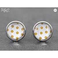Ohrstecker Edelstahl Cabochon 10mm Punkte