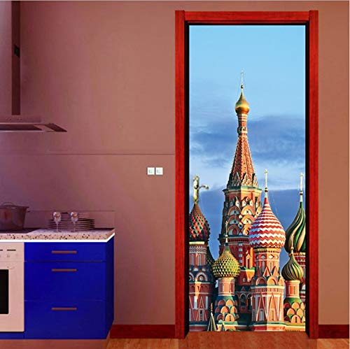 Haipeiy Door Stickers 3d Decal Art Decor Thailand Building Wall Door Sticker Removable Mural Poster Scene Waterproof Door Stickers Imitation 3d Decal - 