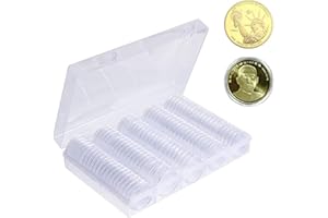 SoundZero 100 Pezzi 30 mm Capsule di Monete, Moneta Capsule, Rotondo Portamonete in Plastica, Capsule di Monete Trasparente con Scatola dell'Organizzatore per Collezione di Monete e Display