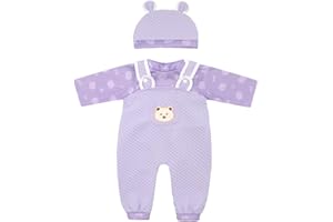 ZWOOS Ropa para Muñecas Bebés 50-55 cm, Conjunto Oso Pequeño Morado Compatible con New Born Baby Muñecas, Regalos para Niñas y Niños