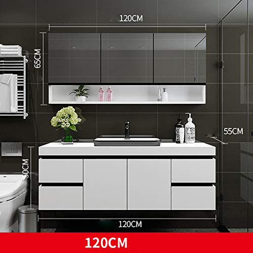 Preisvergleich Produktbild SNOLEK Massivholz Badezimmerschrank Kombination modernen minimalistischen 120 cm + Spiegelschrank 120