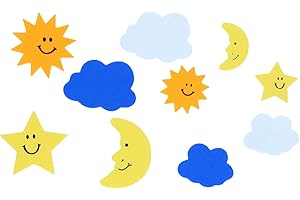 INNSPIRO Soles, lunas, estrellas y nubes de goma EVA 35mm. y 47mm. 60u., ideal para manualidades con niños, decoraciones y actividades creativas