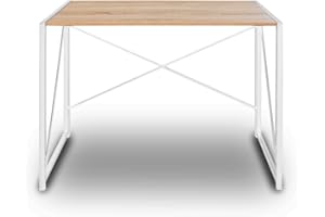 Mc Haus Sharik Loft White - Escritorio Plegable Resistente y Estable de Madera MDF y Acero, Blanco, 100x50x74.5cm