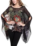 DJT Women's Oversized Casual Batwing Sleeve Chiffon Loose T-shirt Tops Blouse Black-T63 One Size