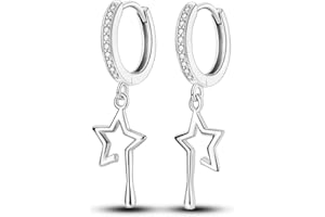 Parmuz orecchini donna argento 925 pendenti piccoli con pietre Star Moon Boho vintage piuma set di orecchini a cerchio Piccolo regalo di gioielli per le orecchie da abbraccio