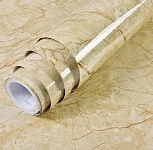 ANNACREATIONS Vinyl self Adhesive Peel and Stick Waterproof Decorative DIY Wallpaper (Botticino Classic, 24