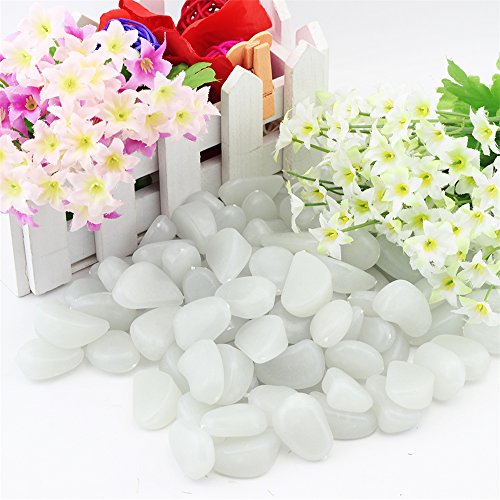 Leuchtsteine Leuchtende künstliche Kieselstein leuchtende Kiesel Aquarium Floureszierende Pebble für Garten Durchgang, Yard & Fish Tank Dekorative Steine 100 Stueck ( blau ) - 4
