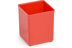 WFIX Zestaw 25 pojemników wkładanych 63 mm A3 czerwone szer. 52 x gł. 52 x wys. 63 nadają się jako wkład Bosch L-BOXX, pudełka do skrzynek asortymentowych, takich jak Bosch Sortimo Insetboxing Set do