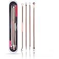 ATOMUS 4 Pcs Pimple Popper Kit Spot Remover Extractor Tool Stainless Steel Acne Pimple Comedone Extractor for Face Nose Skin Care with Plastic Carrying Case