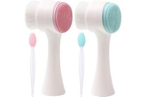 Brosse Visage Manuelle,Saijer Portable 2-In-1 Visage Brosse Nettoyante Visage Brosse de Lavage Double Face en Silicone utilisé pour éliminer les Points Noirs et Masser