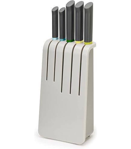 Joseph Joseph Duo - Ensemble Ustensiles De Cuisine 5 Pièces Avec Support, Poignées En Silicone, Résistant à La Chaleur (jusqu'à 200°C), Couleur Opale