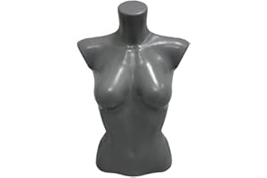 fella4stores Basic Damentorso 34/36, vollgeformt & bruchsicher, Modepuppe, Schaufensterfigur & Mannequin aus PE Kunststoff, selbststehend, ideal für Kleiderpräsentation & Dekoration, Grau