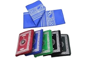 KAV | Tapis de prière de poche | avec boussole | Sac de transport, en nylon imperméable, facile à transporter - 60 x 100 cm (vert)